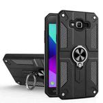 For Samsung Galaxy J2 Prime Carbon Fiber Pattern PC + TPU Protective Case with Ring Holder(Black)