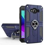 For Samsung Galaxy J2 Prime Carbon Fiber Pattern PC + TPU Protective Case with Ring Holder(Blue)