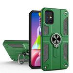 For Samsung Galaxy M51 Carbon Fiber Pattern PC + TPU Protective Case with Ring Holder(Green)