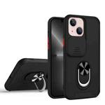 Sliding Camera Cover Design TPU + PC Magnetic Shockproof Case with Ring Holder For iPhone 13 mini(Black)
