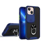 Sliding Camera Cover Design TPU + PC Magnetic Shockproof Case with Ring Holder For iPhone 13 mini(Blue)