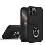 Sliding Camera Cover Design TPU + PC Magnetic Shockproof Case with Ring Holder For iPhone 13 Pro Max(Black)