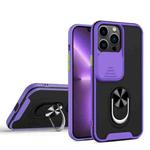Sliding Camera Cover Design TPU + PC Magnetic Shockproof Case with Ring Holder For iPhone 13 Pro Max(Purple)