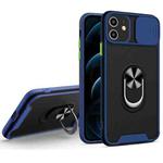 Sliding Camera Cover Design TPU + PC Magnetic Shockproof Case with Ring Holder For iPhone 12(Blue)