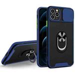 Sliding Camera Cover Design TPU + PC Magnetic Shockproof Case with Ring Holder For iPhone 11 Pro Max(Blue)