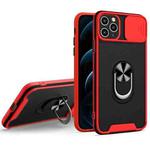Sliding Camera Cover Design TPU + PC Magnetic Shockproof Case with Ring Holder For iPhone 11 Pro Max(Red)