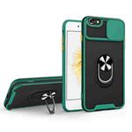 For iPhone SE 2022 / SE 2020 / 7 / 8 Sliding Camera Cover Design TPU + PC Magnetic Shockproof Case with Ring Holder(Deep Green)