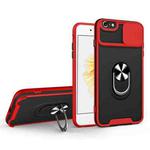 For iPhone SE 2022 / SE 2020 / 7 / 8 Sliding Camera Cover Design TPU + PC Magnetic Shockproof Case with Ring Holder(Red)