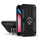 For iPhone 8 / 7 Carbon Fiber Pattern PC + TPU Protective Case with Ring Holder(Black)