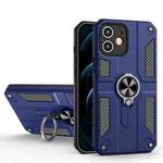For iPhone 11 Carbon Fiber Pattern PC + TPU Protective Case with Ring Holder (Sapphire Blue)