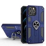 Carbon Fiber Pattern PC + TPU Protective Case with Ring Holder For iPhone 11 Pro(Sapphire Blue)