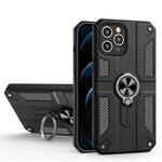 Carbon Fiber Pattern PC + TPU Protective Case with Ring Holder For iPhone 11 Pro Max(Black)