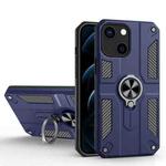 Carbon Fiber Pattern PC + TPU Protective Case with Ring Holder For iPhone 13 mini(Sapphire Blue)