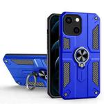 Carbon Fiber Pattern PC + TPU Protective Case with Ring Holder For iPhone 13 mini(Dark Blue)