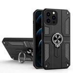 Carbon Fiber Pattern PC + TPU Protective Case with Ring Holder For iPhone 13 Pro(Black)