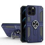 For iPhone 13 Pro Max Carbon Fiber Pattern PC + TPU Protective Case with Ring Holder (Sapphire Blue)