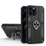 For iPhone 13 Pro Max Carbon Fiber Pattern PC + TPU Protective Case with Ring Holder (Black)