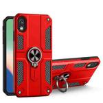 Carbon Fiber Pattern PC + TPU Protective Case with Ring Holder For iPhone XR(Red)