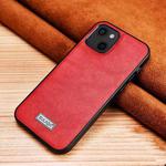 For iPhone 13 SULADA Shockproof TPU + Handmade Leather Protective Case(Red)