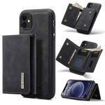 DG.MING M1 Series 3-Fold Multi Card Wallet  Back Cover Shockproof Case with Holder Function For iPhone 11(Black)