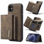 DG.MING M1 Series 3-Fold Multi Card Wallet  Back Cover Shockproof Case with Holder Function For iPhone 11(Coffee)