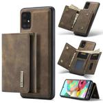For Samsung Galaxy A71 DG.MING M1 Series 3-Fold Multi Card Wallet  Back Cover Shockproof Case with Holder Function(Coffee)