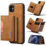 DG.MING M2 Series 3-Fold Multi Card Bag Back Cover Shockproof Case with Wallet & Holder Function For iPhone 11(Brown)