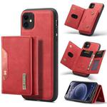 DG.MING M2 Series 3-Fold Multi Card Bag Back Cover Shockproof Case with Wallet & Holder Function For iPhone 11(Red)