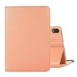 For iPad mini 6 360 Degree Rotation Litchi Texture Flip Leather Tablet Case with Holder(Rose Gold)