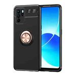 For OPPO Reno6 Z Metal Ring Holder 360 Degree Rotating TPU Case(Black+Rose Gold)