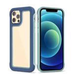 Crystal PC + TPU Shockproof Case For iPhone 12 / 12 Pro(Cobalt Blue + Finland Green)
