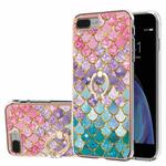 Electroplating Pattern IMD TPU Shockproof Case with Rhinestone Ring Holder For iPhone 8 Plus / 7 Plus(Colorful Scales)