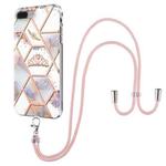 Electroplating Splicing Marble Flower Pattern TPU Shockproof Case with Lanyard For iPhone 8 Plus / 7 Plus(Imperial Crown)