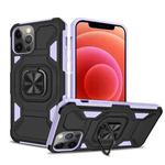 For iPhone 13 mini Knight Cool Series PC + TPU Shockproof Case with Magnetic Ring Holder For iPhone 12 Pro Max(Black + Purple)