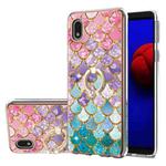 For Samsung Galaxy A01 Core Electroplating Pattern IMD TPU Shockproof Case with Rhinestone Ring Holder(Colorful Scales)
