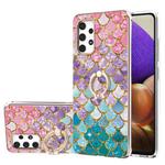 For Samsung Galaxy A32 4G EU Version Electroplating Pattern IMD TPU Shockproof Case with Rhinestone Ring Holder(Colorful Scales)
