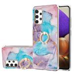 For Samsung Galaxy A32 4G EU Version Electroplating Pattern IMD TPU Shockproof Case with Rhinestone Ring Holder(Milky Way Blue Marble)