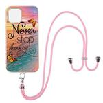 For iPhone 13 mini Electroplating Pattern IMD TPU Shockproof Case with Neck Lanyard (Dream Chasing Butterfly)