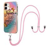 For iPhone 12 mini Electroplating Pattern IMD TPU Shockproof Case with Neck Lanyard (Dream Chasing Butterfly)