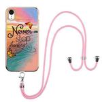 For iPhone XR Electroplating Pattern IMD TPU Shockproof Case with Neck Lanyard(Dream Chasing Butterfly)