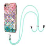For iPhone SE 2022 / SE 2020 / 8 / 7 Electroplating Pattern IMD TPU Shockproof Case with Neck Lanyard(Colorful Scales)
