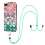 Electroplating Pattern IMD TPU Shockproof Case with Neck Lanyard For iPhone 8 Plus / 7 Plus(Colorful Scales)