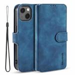 For iPhone 13 DG.MING Retro Oil Side Horizontal Flip Leather Case with Holder & Card Slots & Wallet(Blue)