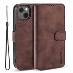 For iPhone 13 DG.MING Retro Oil Side Horizontal Flip Leather Case with Holder & Card Slots & Wallet(Coffee)