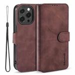 For iPhone 13 Pro DG.MING Retro Oil Side Horizontal Flip Leather Case with Holder & Card Slots & Wallet (Coffee)