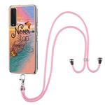 For LG Stylo 7 5G Electroplating Pattern IMD TPU Shockproof Case with Neck Lanyard(Dream Chasing Butterfly)