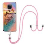 For Motorola Moto G Power 2021 Electroplating Pattern IMD TPU Shockproof Case with Neck Lanyard(Dream Chasing Butterfly)