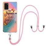 For Samsung Galaxy A02s EU Version Electroplating Pattern IMD TPU Shockproof Case with Neck Lanyard(Dream Chasing Butterfly)