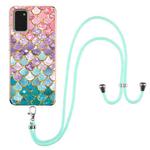 For Samsung Galaxy A02s US Version Electroplating Pattern IMD TPU Shockproof Case with Neck Lanyard(Colorful Scales)