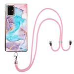 For Samsung Galaxy A71 5G Electroplating Pattern IMD TPU Shockproof Case with Neck Lanyard(Milky Way Blue Marble)